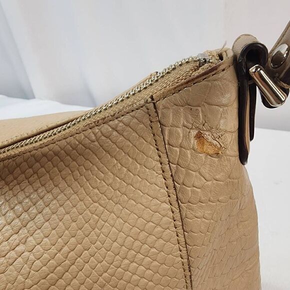 Coach Charlie Python Embossed Leather Tote Shoulder Bag Beige Zip Closure F31283 - Picture 5 of 13